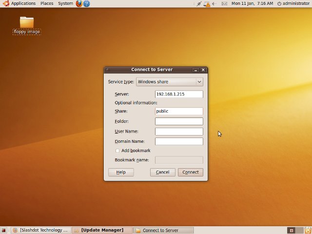 Connecting to a Windows share Connecting to a Windows share