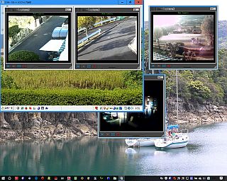 図1:1台のディスプレイに4映像表示 <click>→図2:2台のノートPCを使用
