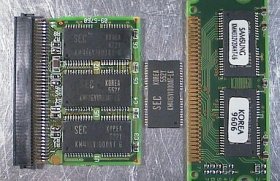 チップの移植 左:8MB,中:チップ,右:32MBモジュール <クリック>で、20MB表示