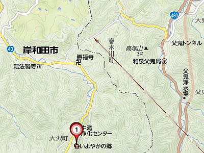 図1:「いよやかの郷」への標準コース? <click>→動画1:ナビ案内による道