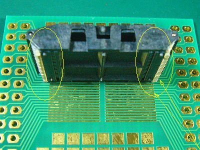 図1:ソケットの方が大き過ぎた <click>→図2:買ってみたピッチ変換基板