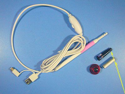 図3:耳かきカメラを近焦点化 <click>→図4:張り付けて加工したプラスチック・レンズ