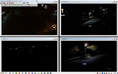 図1:2画面2切替方式の4画面表示(夜景) <click>→図2:4画面表示(昼間)