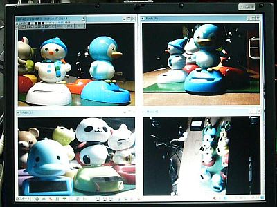 図1:2カメラ切替4画面表示 <click>→動画1:“手動切り替え動作”を確認中