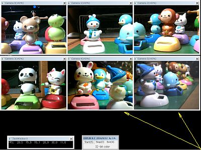 図7:6台カメラで並走出来た! <click>→図8:UCam10.exeの方でも可能だった!