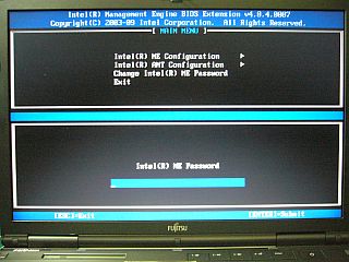 図5:Intel ME Password? <click>→図6:大変複雑な手続きらしいが?