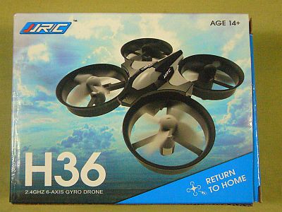 図1:H36ミニ・ドローン外箱 <click>→図2:一式の一部