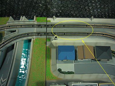 図1:複線化した元交差路線 <click>→動画1:複線化で順調走行